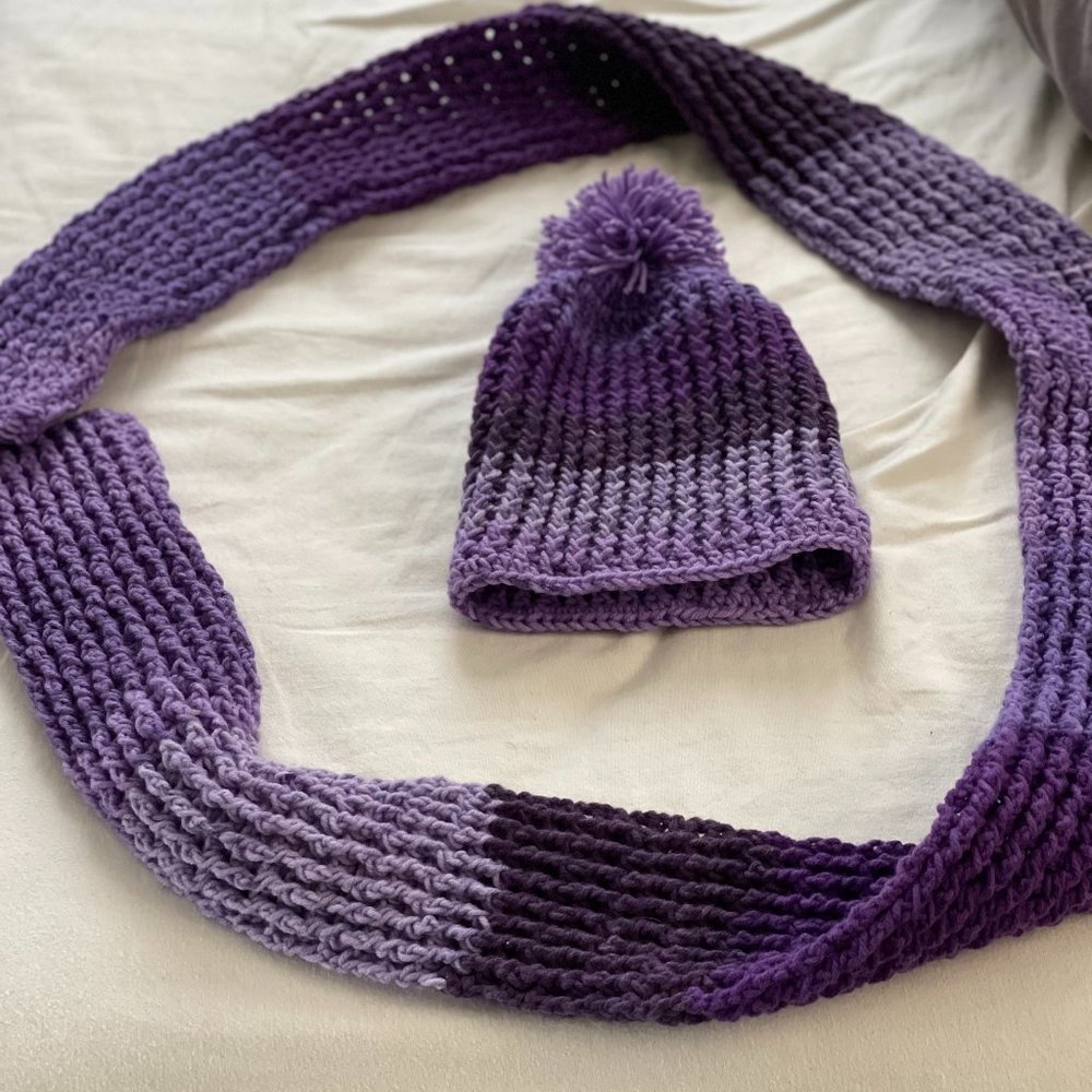 Purple Scarf and Beanie
